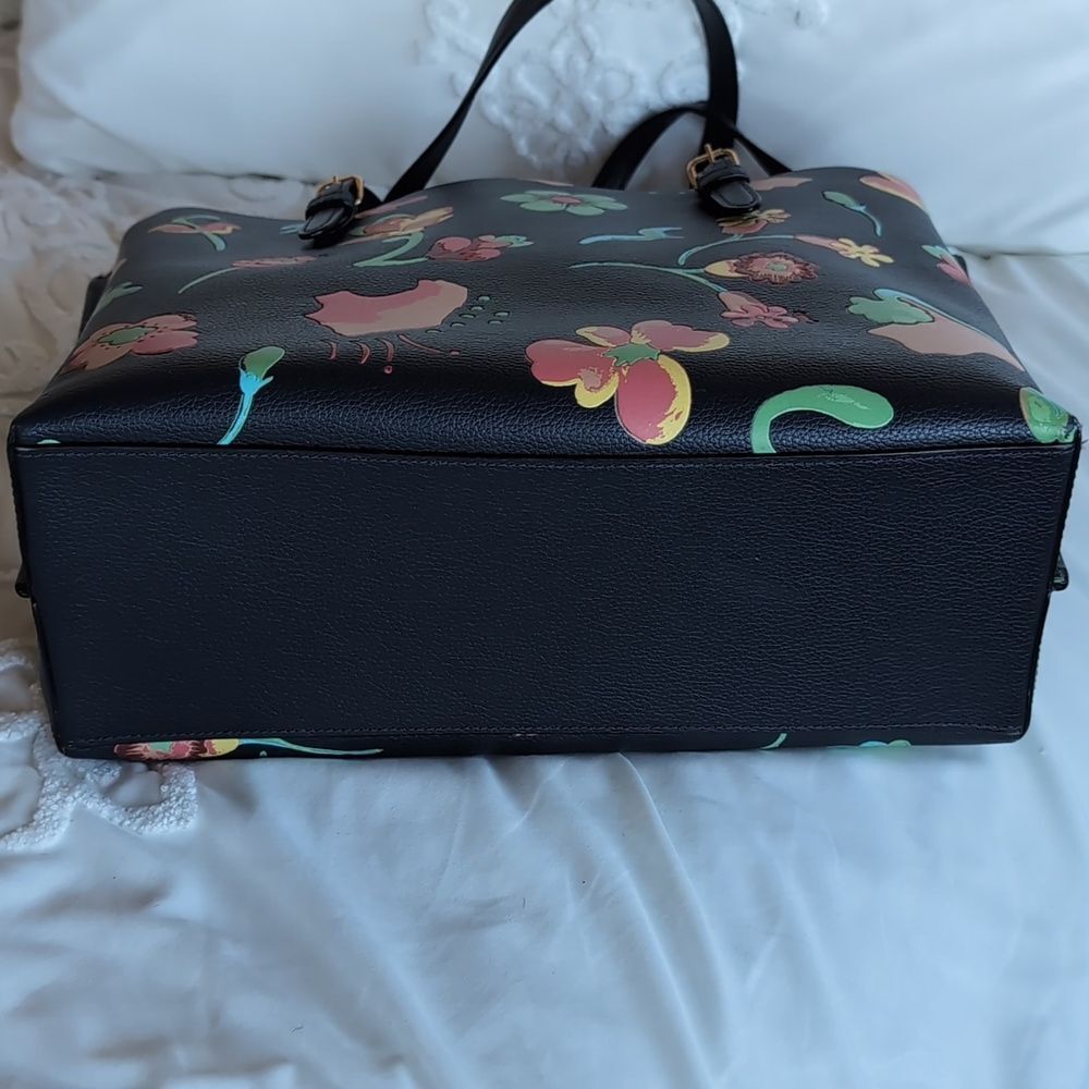 Coach 🌸 MOLLIE Floral Dreamy Land Print Leather Tote In Midnight - Picture 6 of 17